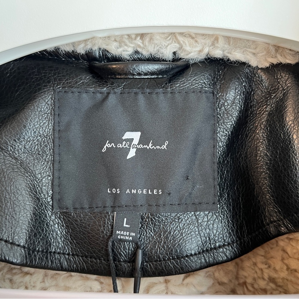 NWT 7 For All Mankind Faux Sherpa Faux Leather Jacket - Picture 9 of 10